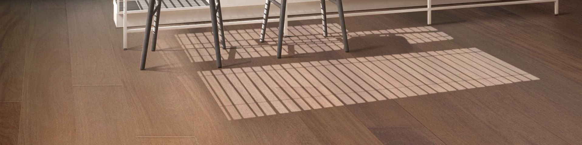 A dining room interior with laminate floors